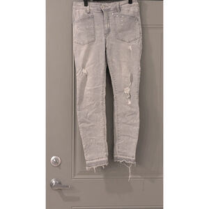 Women's We The Free Gray Distressed Skinny Jeans with Paint Splatter, Size 31